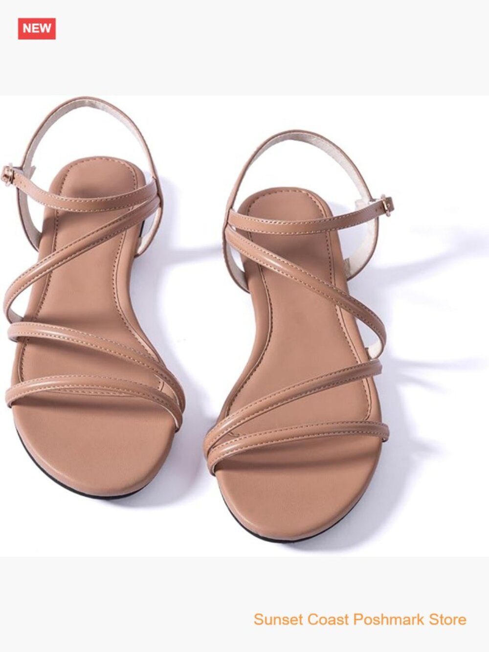Strappy Gladiator Flat Sandals Faux Leather Non-Skid Sole Comfortable for